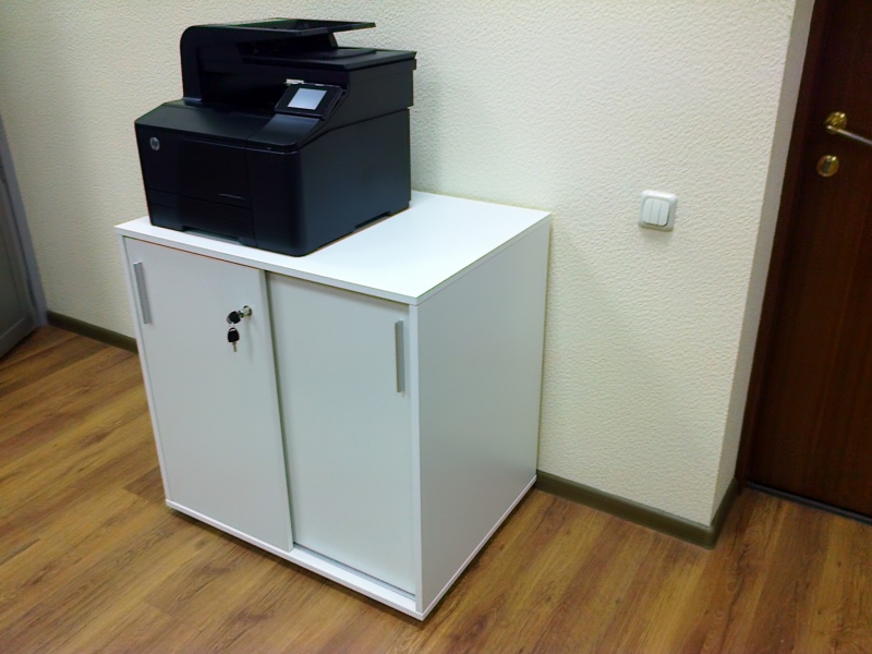 Тумба под принтер с раздвижными дверьми на 2 полки 80х80х60 арт. Ur-222-1SL | Фото - 2
