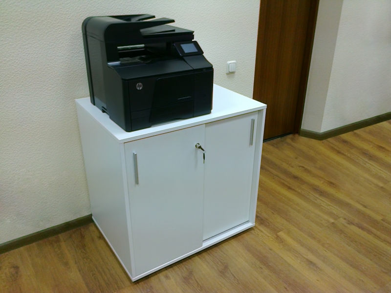 Тумба под принтер с раздвижными дверьми на 2 полки 80х80х60 арт. Ur-222-1SL | Фото - 1