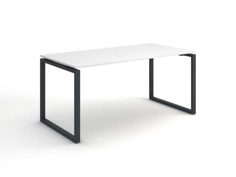 Стильный белый офисный стол с черными ножками 160х75х70 kqd-1670  | Фото - 0