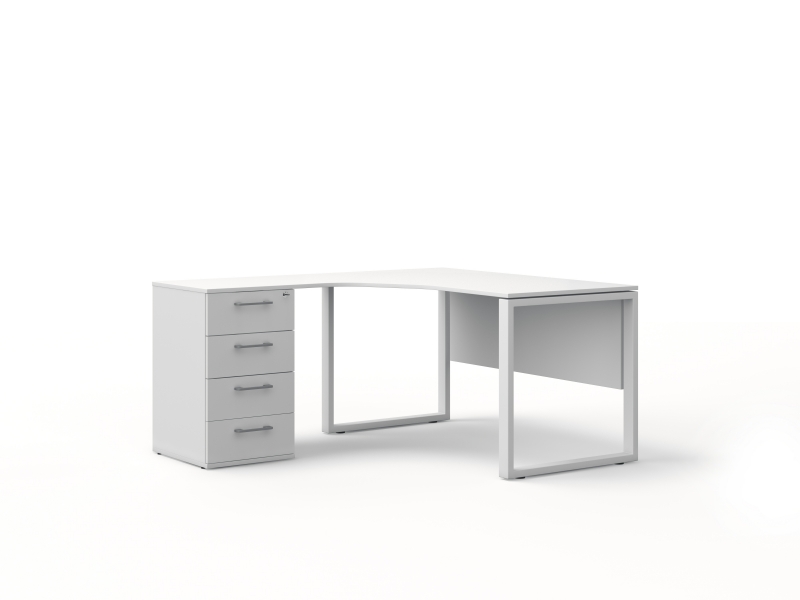 Угловой стол 140х75х157/70 офисный с тумбой на металлических ножках  kqd-14157-L/R | Фото - 4