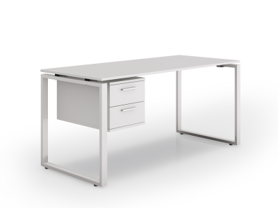 Стол прямой 140х75х70 офисный на металлических опорах c тумбой kqd-1470С