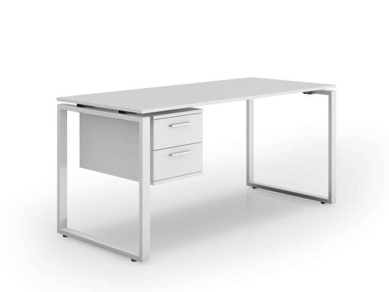 Стол прямой 140х75х70 офисный на металлических опорах c тумбой kqd-1470С | Фото - 0