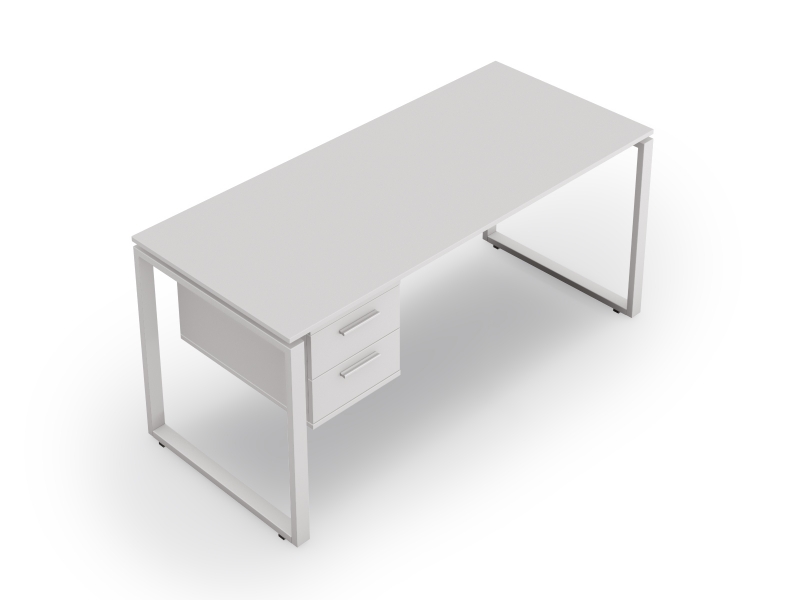 Стол прямой 140х75х70 офисный на металлических опорах c тумбой kqd-1470С | Фото - 1