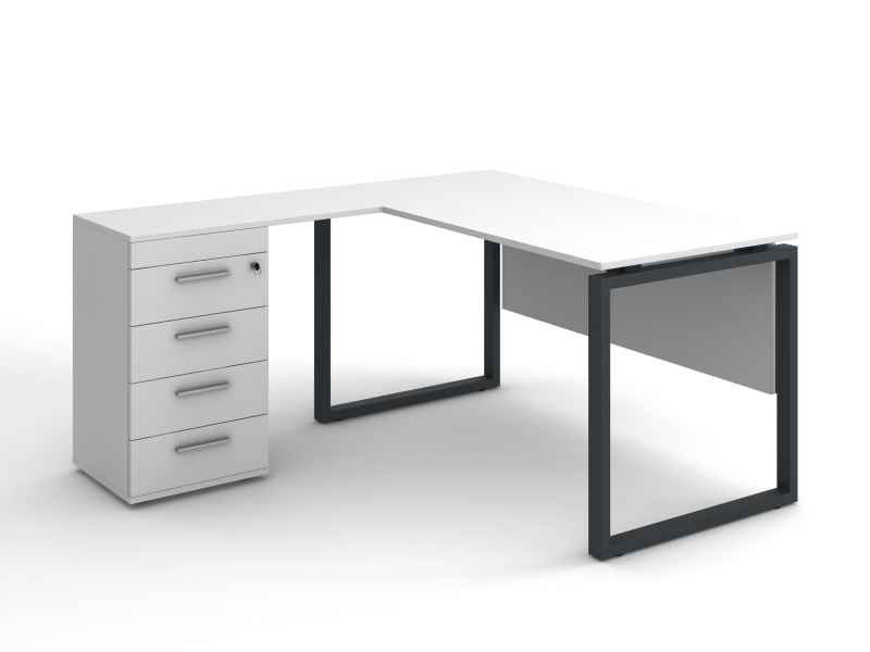 Угловой офисный стол с тумбой 140х75х150/70x40 kqd-14156 L/R | Фото - 3