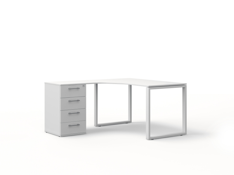 Угловой стол 140х75х157/70 офисный с тумбой на металлических ножках  kqd-14157-L/R | Фото - 2