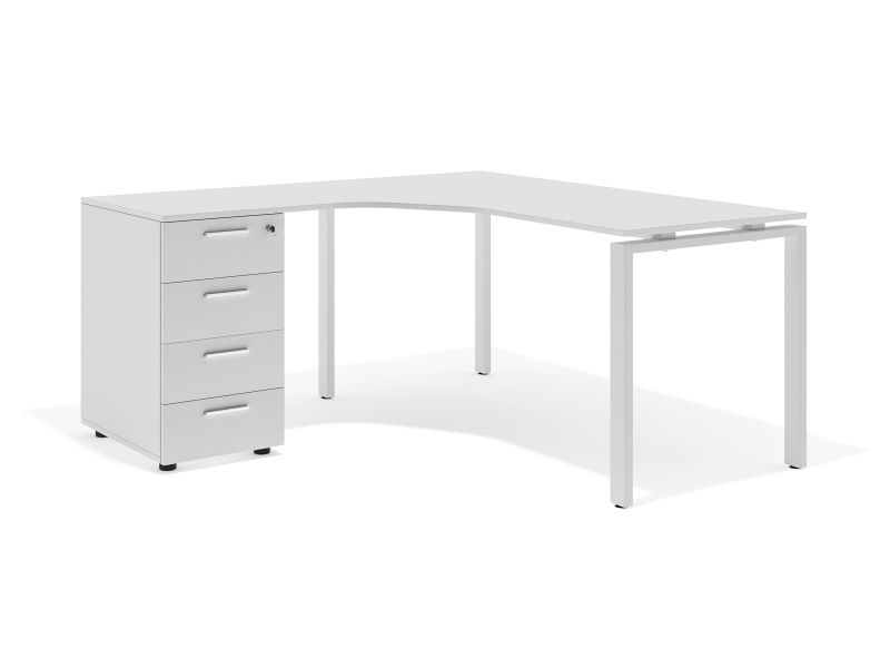 Угловой стол 140х75х150/70x40 офисный с тумбой на металлических ножках kd-14157-L/R | Фото - 2