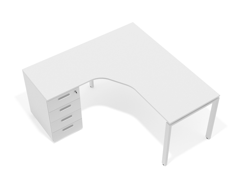 Угловой стол 140х75х150/70x40 офисный с тумбой на металлических ножках kd-14157-L/R | Фото - 0