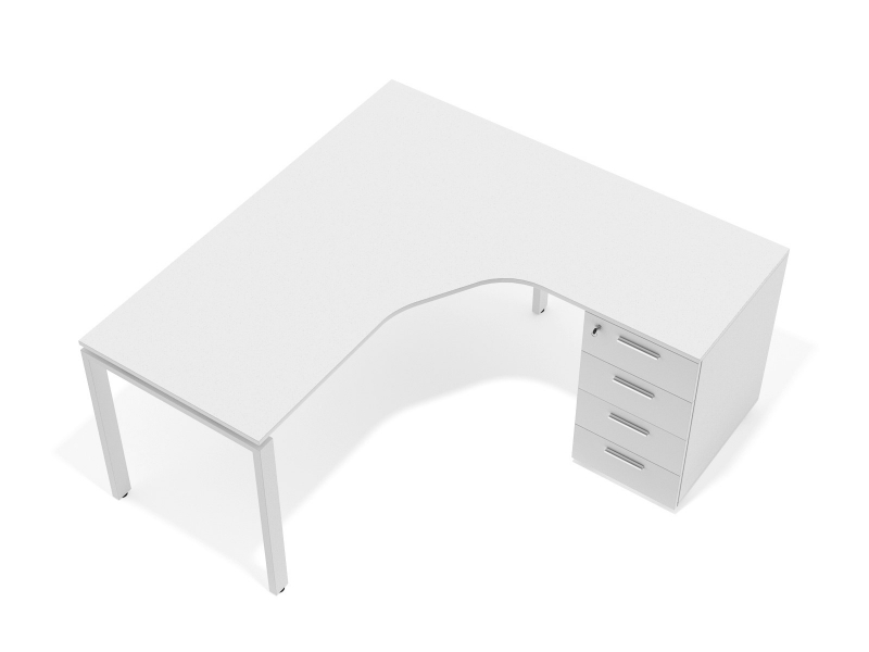 Угловой стол 140х75х150/70x40 офисный с тумбой на металлических ножках kd-14157-L/R | Фото - 1